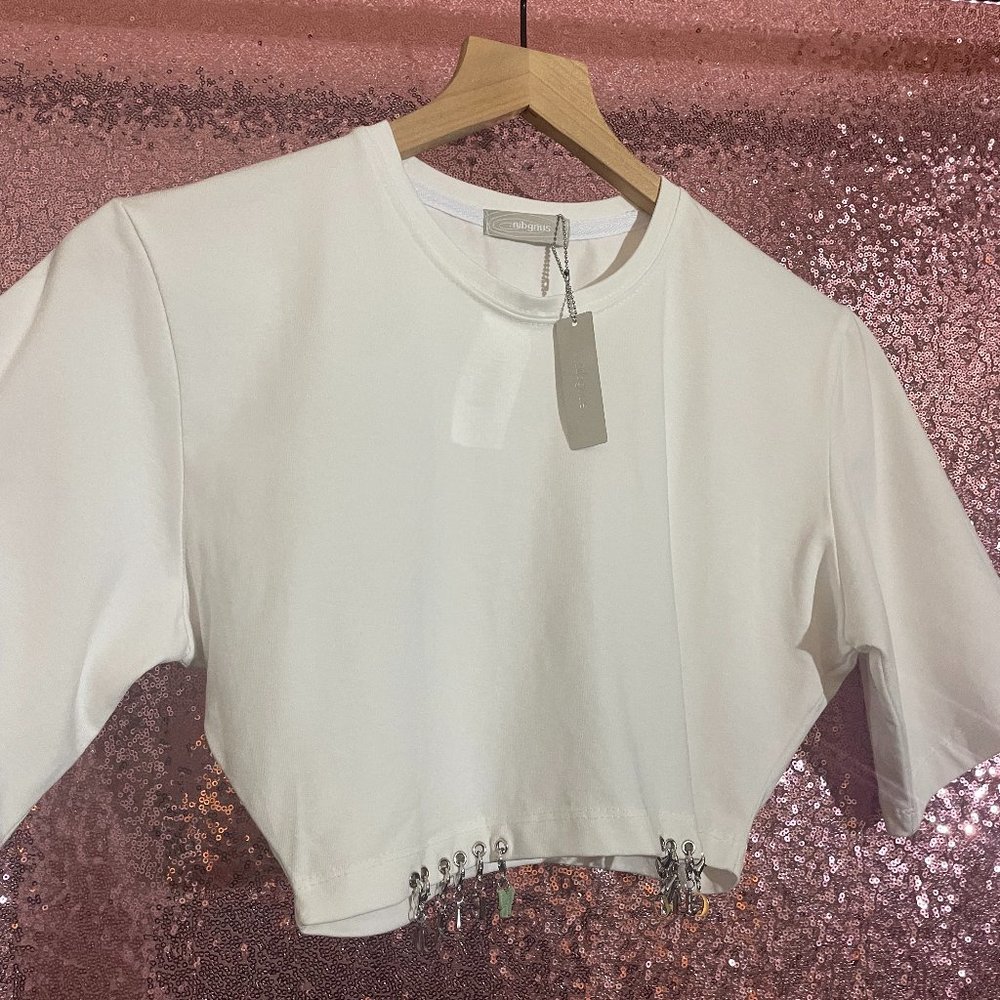 White Crop Top w/ Charms